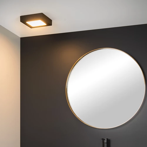 Lucide BRICE-LED - Plafonnier Salle de bains - LED Dim. - 1x15W 3000K - IP44 - Noir - ambiance 1
